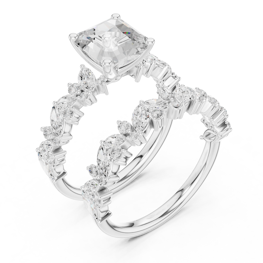 Emerald Cut Multi-Row Marquise Diamond Statement Ring