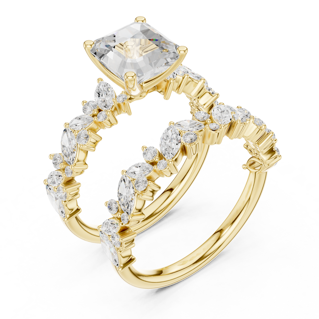 Emerald Cut Multi-Row Marquise Diamond Statement Ring
