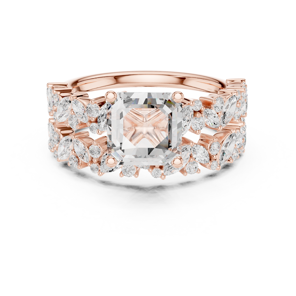 Emerald Cut Multi-Row Marquise Diamond Statement Ring
