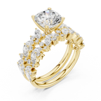 Cushion Cut Multi-Row Marquise Diamond Statement Ring