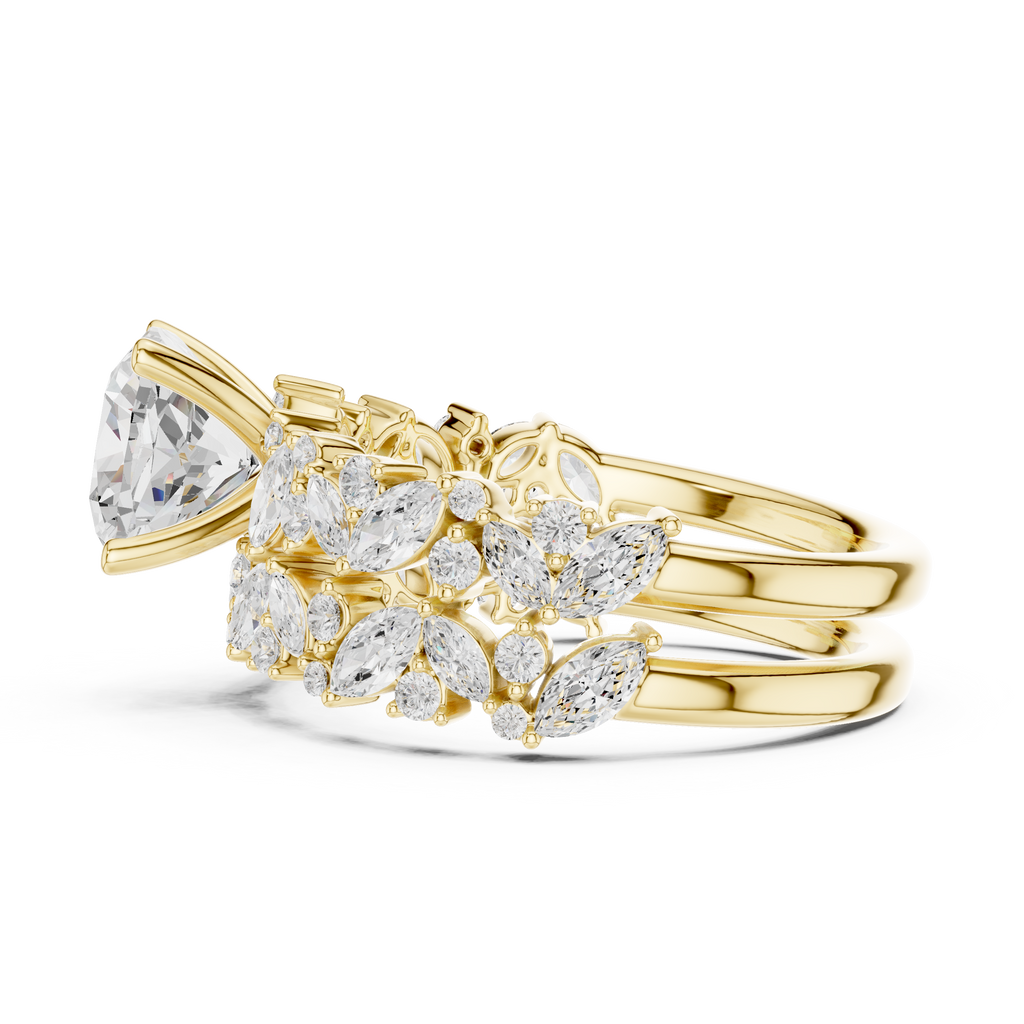 Cushion Cut Multi-Row Marquise Diamond Statement Ring