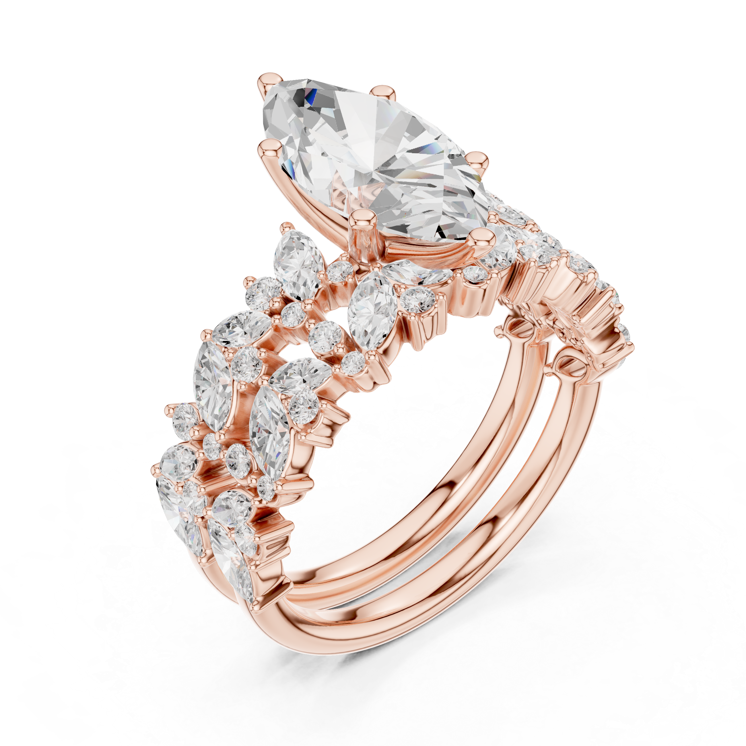 Marquise Cut Multi-Row Diamond Statement Ring