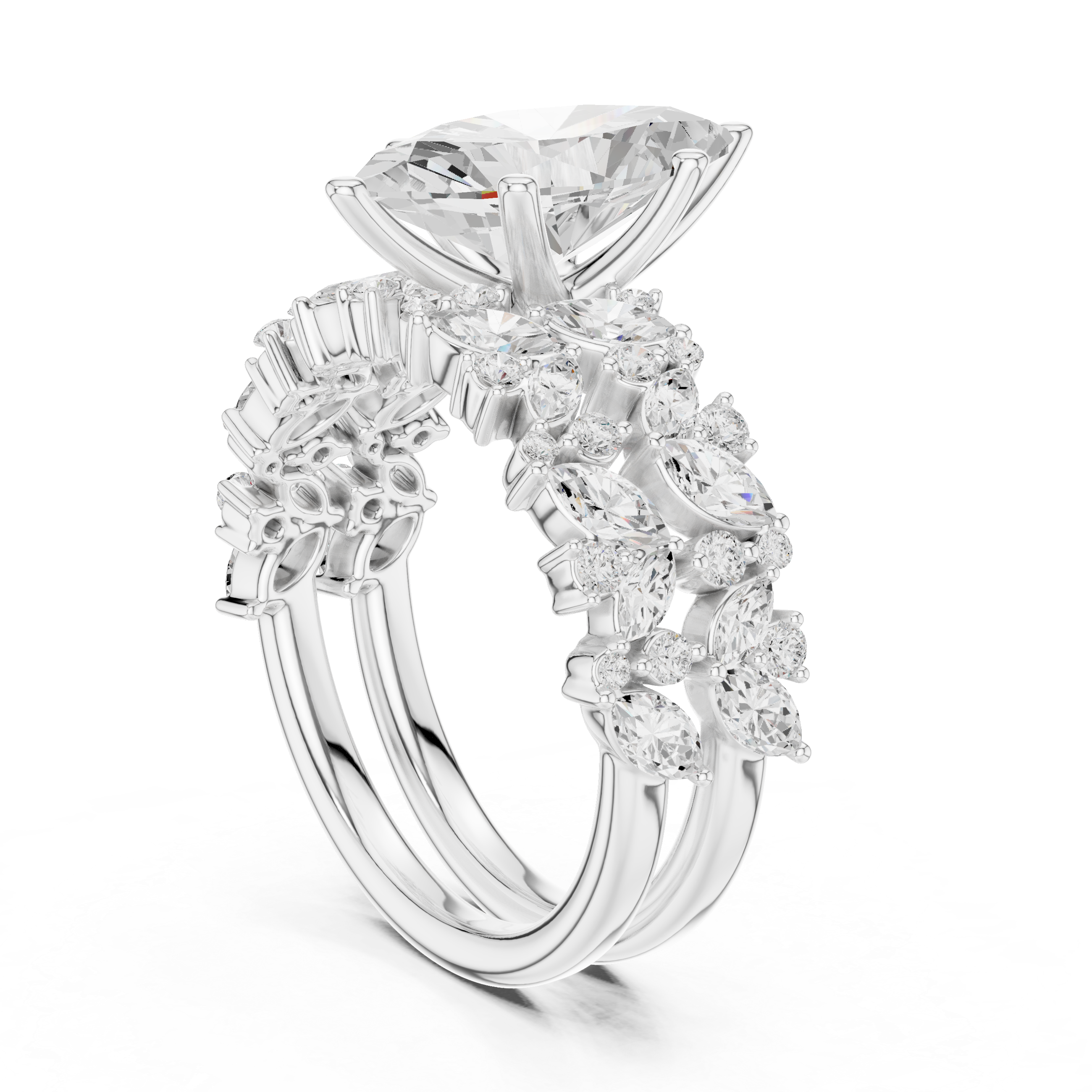 Marquise Cut Multi-Row Diamond Statement Ring