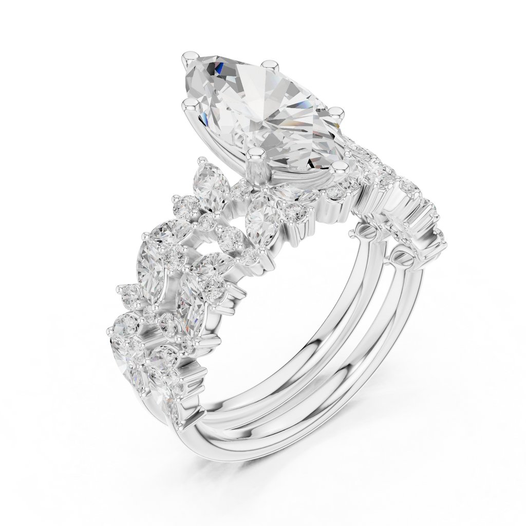 Marquise Cut Multi-Row Diamond Statement Ring