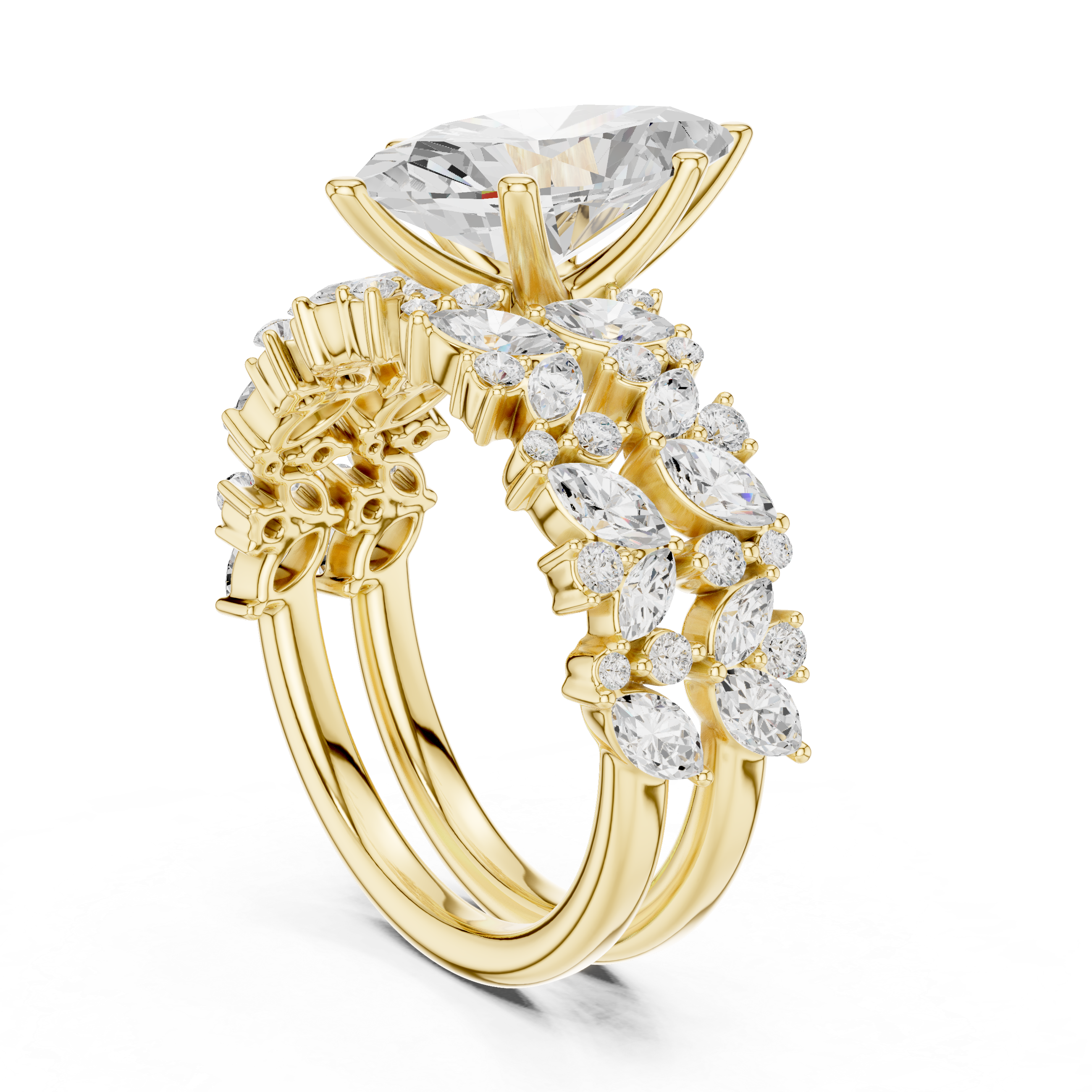 Marquise Cut Multi-Row Diamond Statement Ring