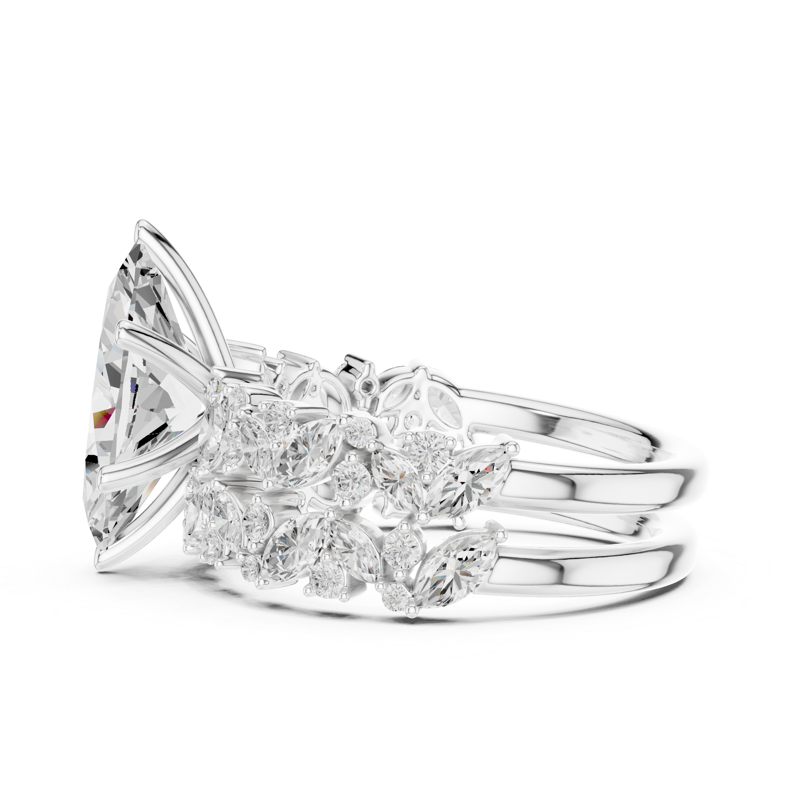 Marquise Cut Multi-Row Diamond Statement Ring