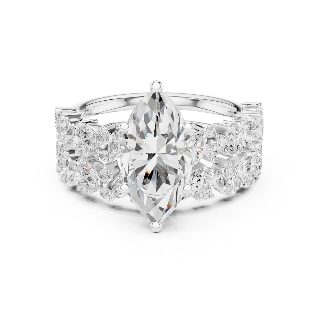 Marquise Cut Multi-Row Diamond Statement Ring
