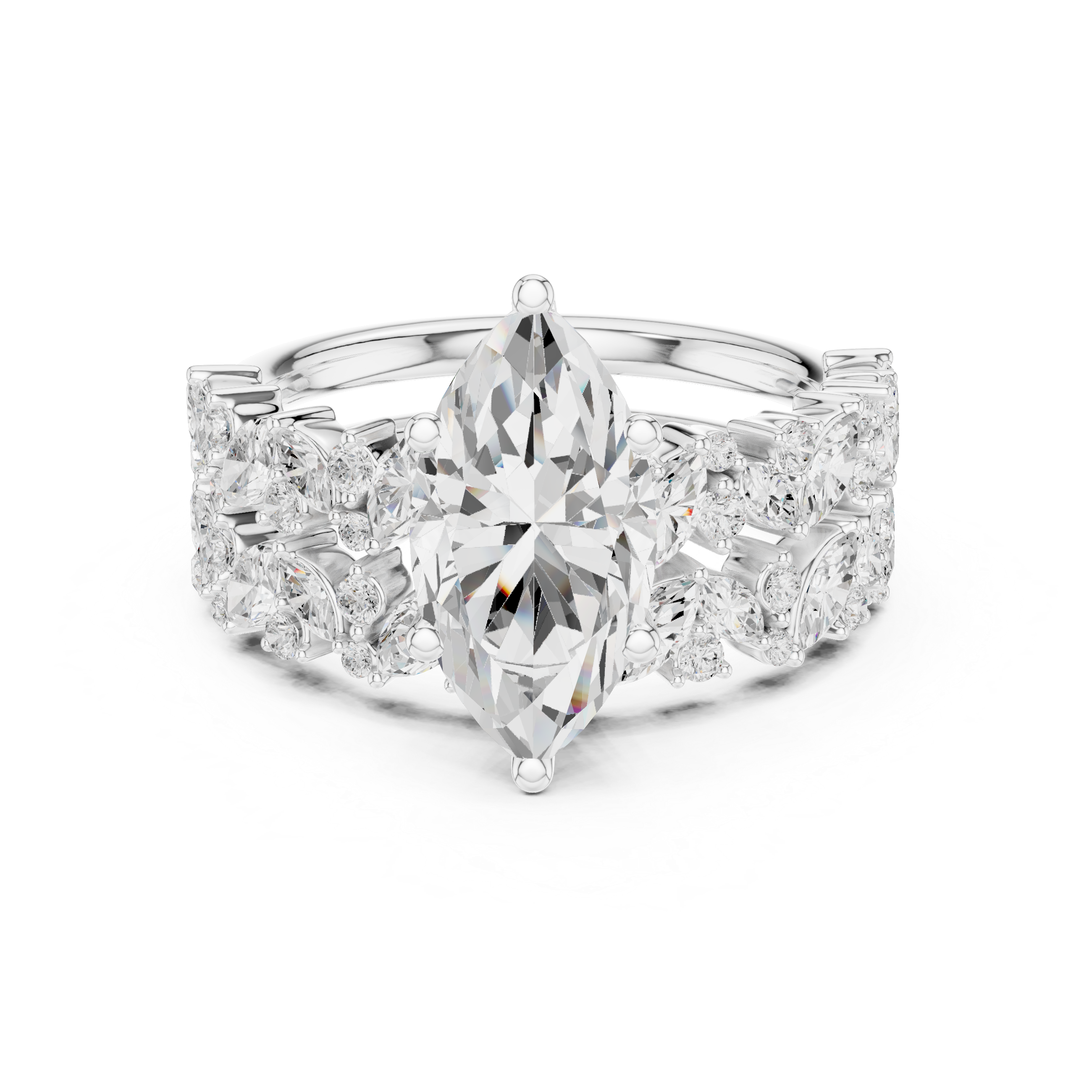 Marquise Cut Multi-Row Diamond Statement Ring