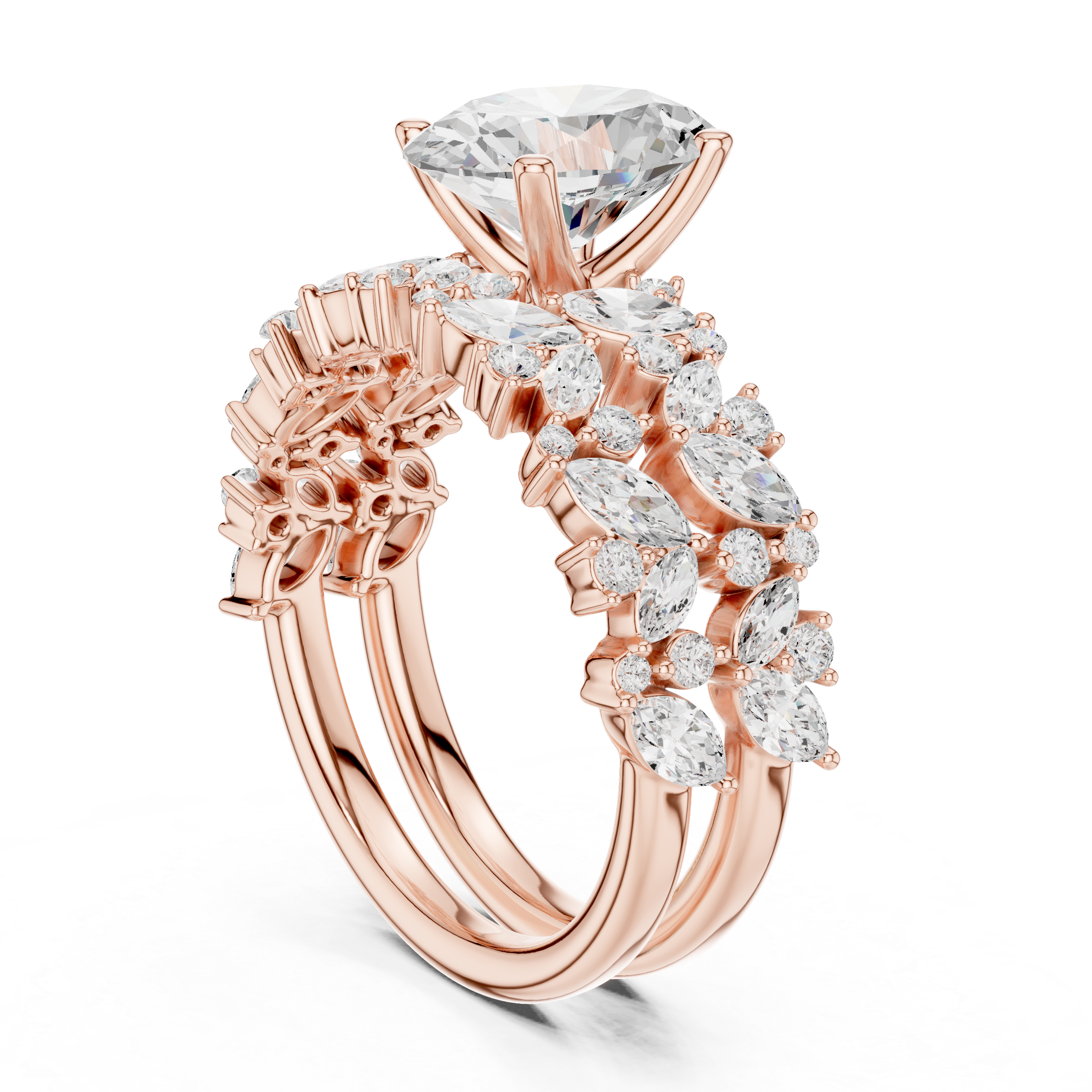 Oval Cut Multi-Row Diamond Statement Ring