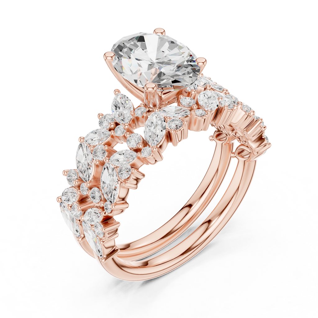 Oval Cut Multi-Row Diamond Statement Ring