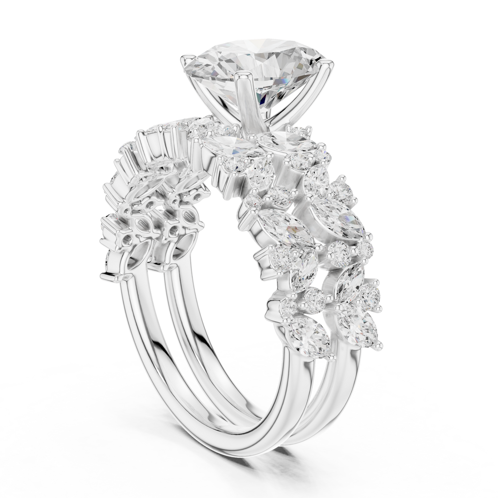 Oval Cut Multi-Row Diamond Statement Ring