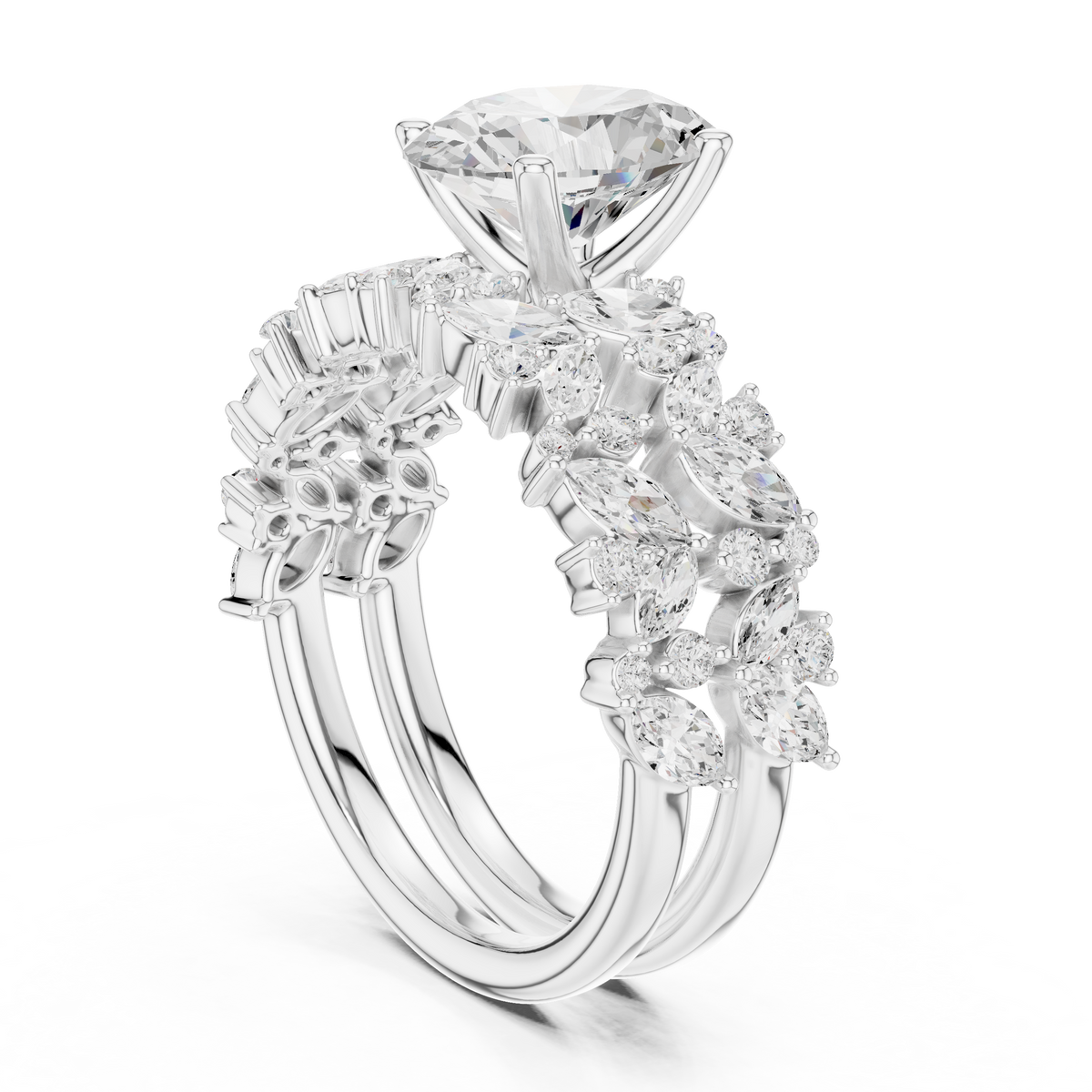 Oval Cut Multi-Row Diamond Statement Ring – view 2 of 12, lab grown diamond ring | Jewelix Atelier