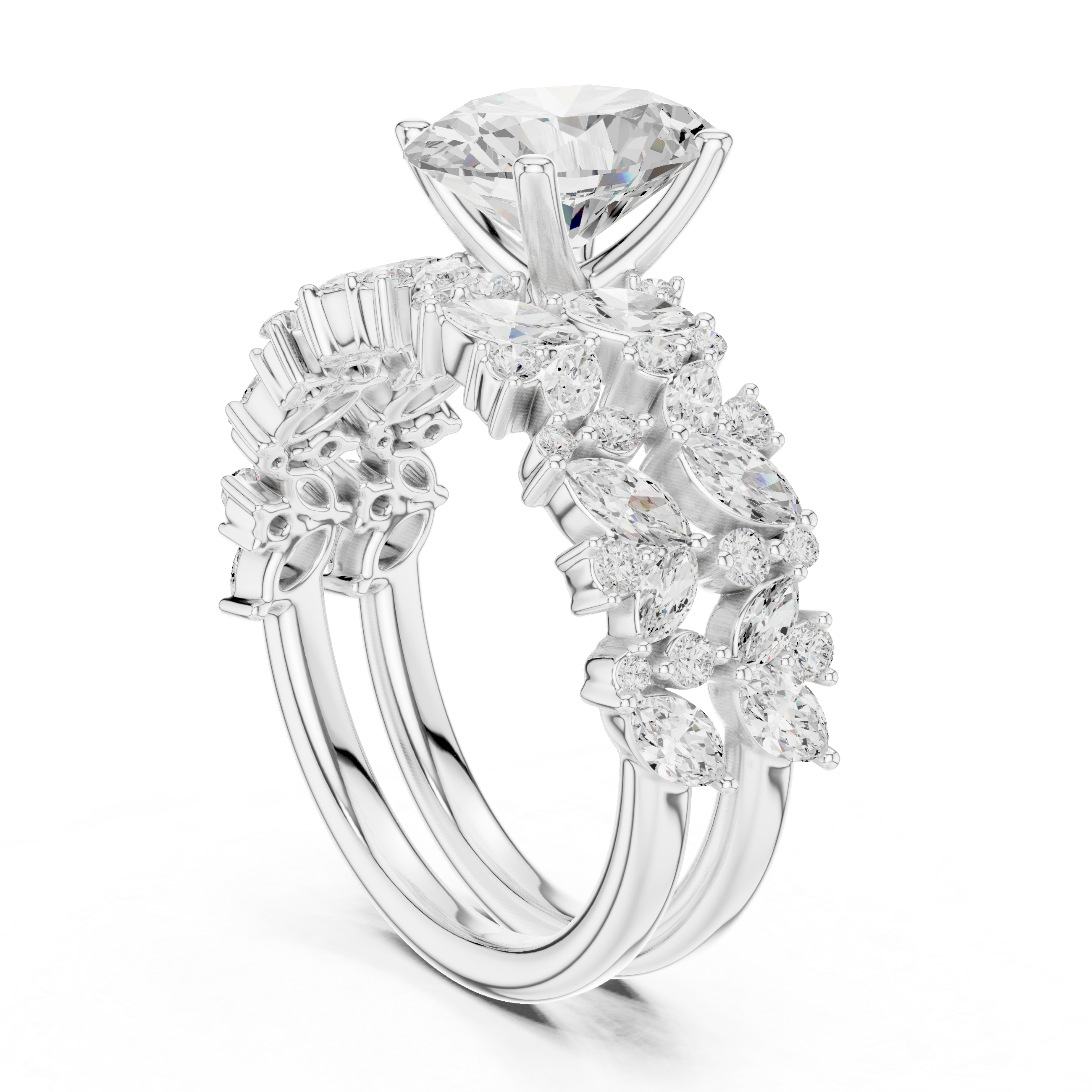 Oval Cut Multi-Row Diamond Statement Ring
