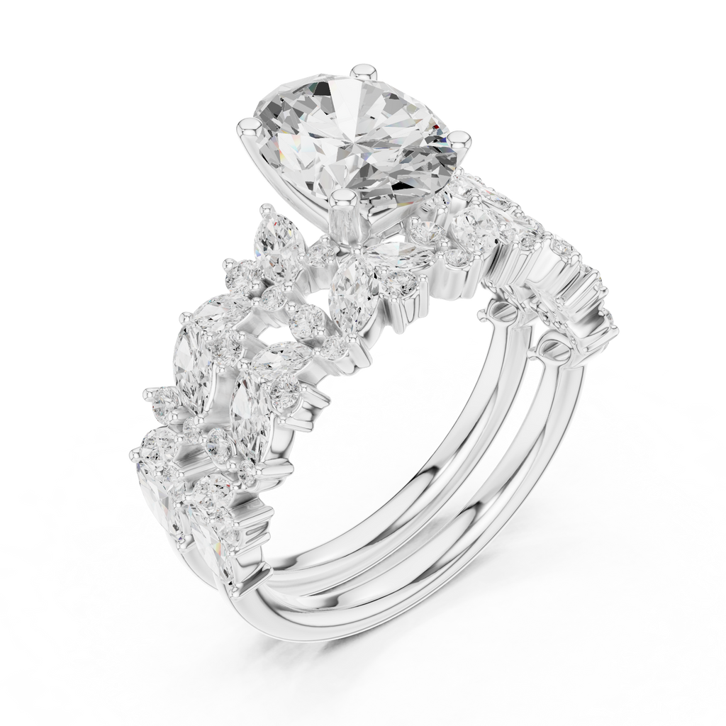 Oval Cut Multi-Row Diamond Statement Ring