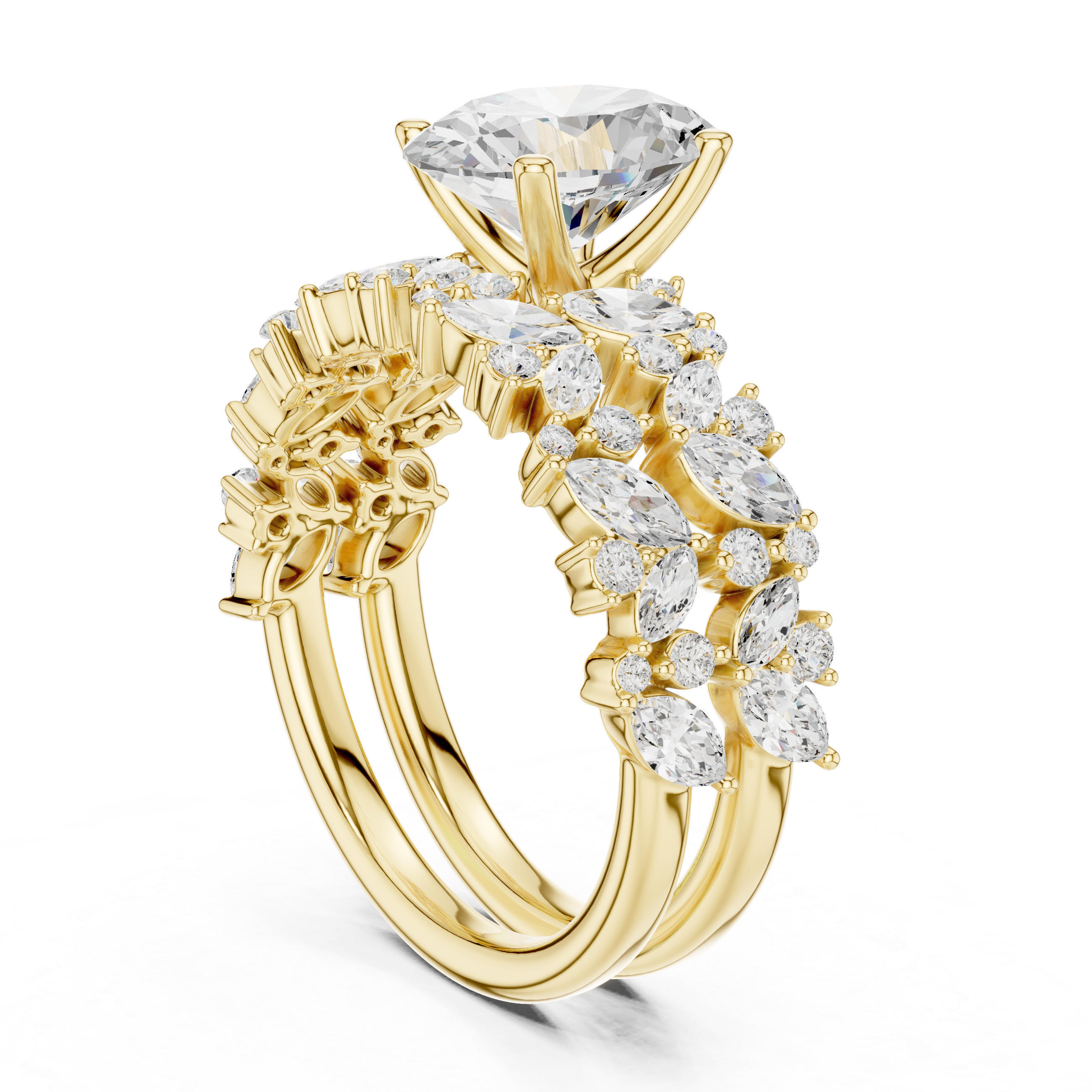 Oval Cut Multi-Row Diamond Statement Ring