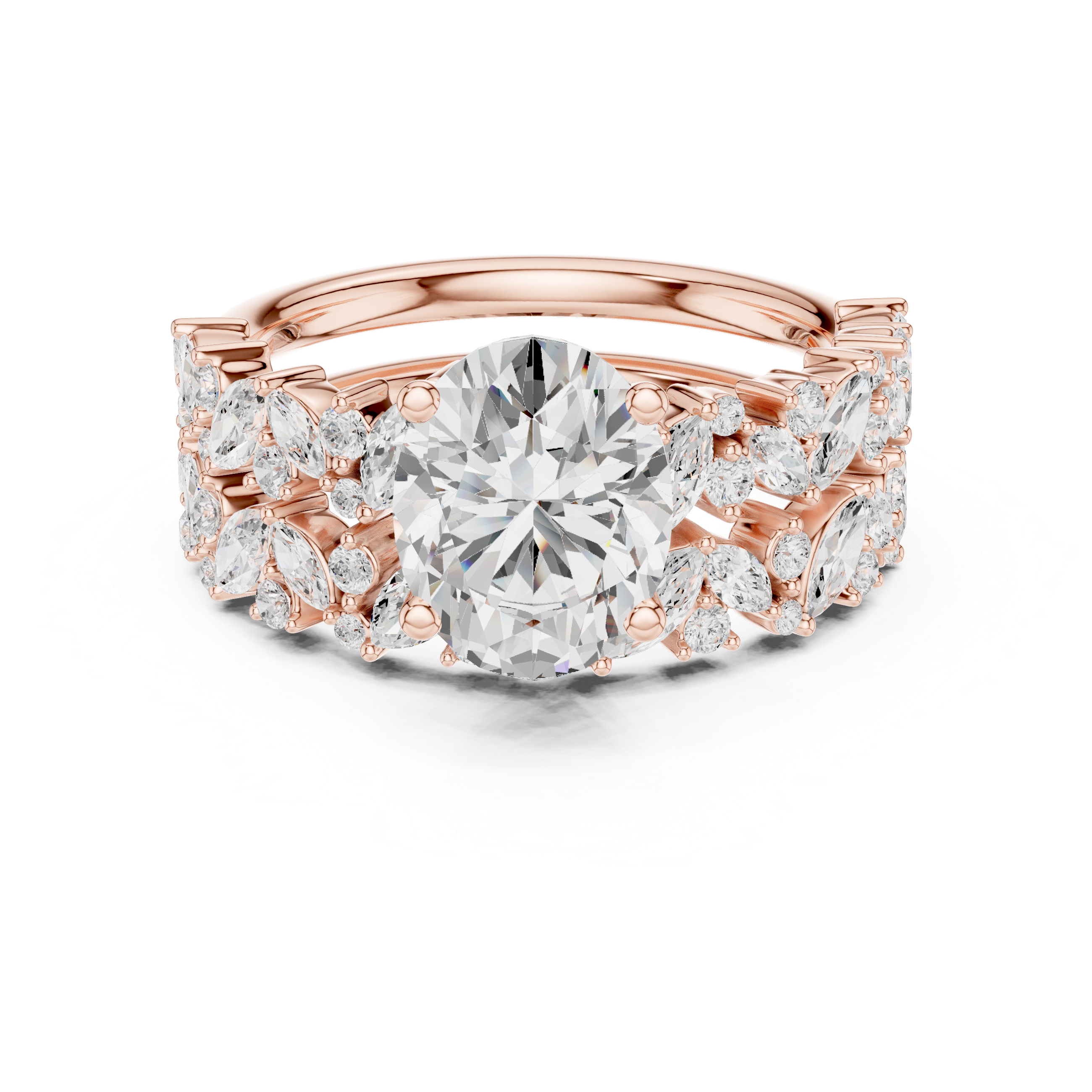 Oval Cut Multi-Row Diamond Statement Ring