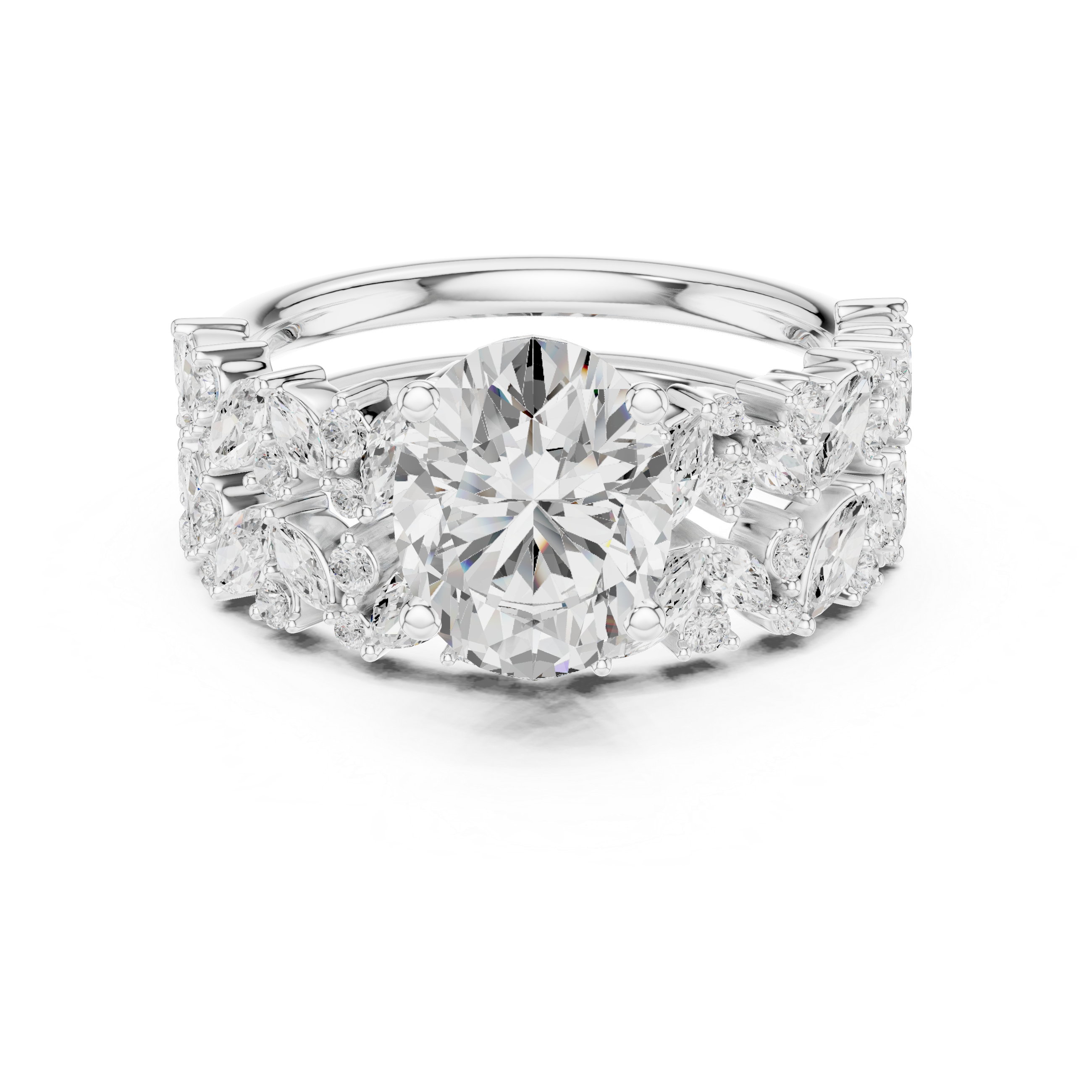 Oval Cut Multi-Row Diamond Statement Ring