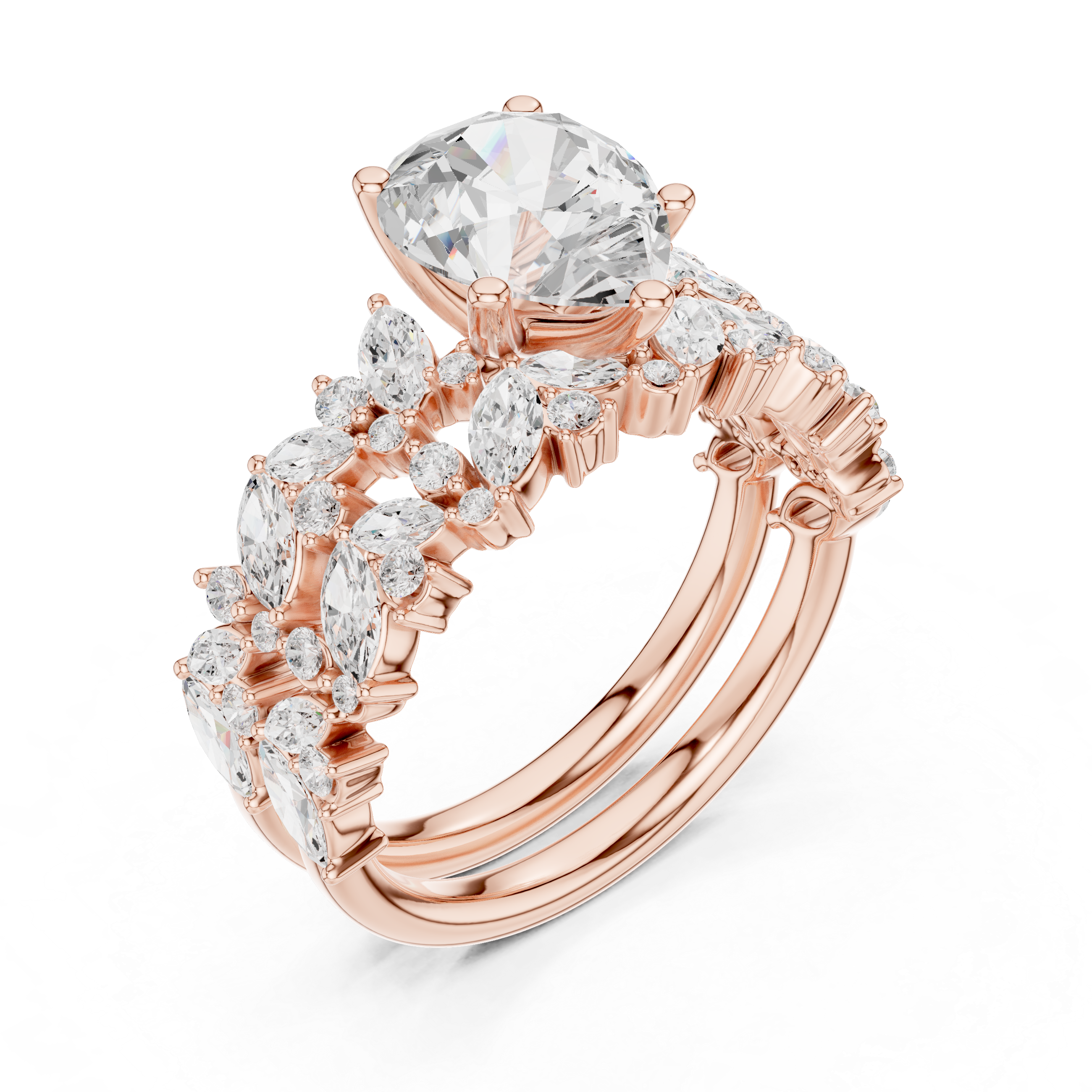 Pear Cut Multi-Row Diamond Statement Ring