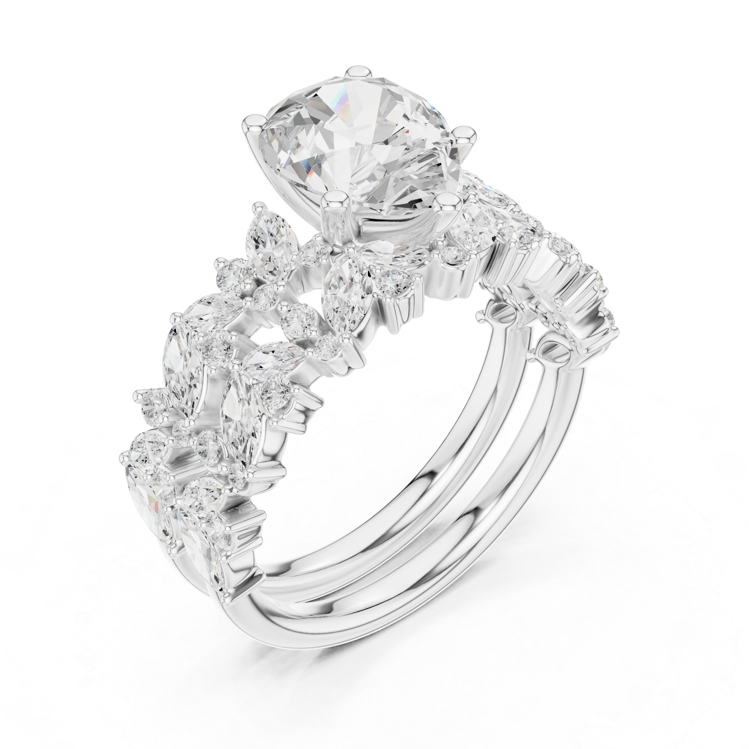 Pear Cut Multi-Row Diamond Statement Ring