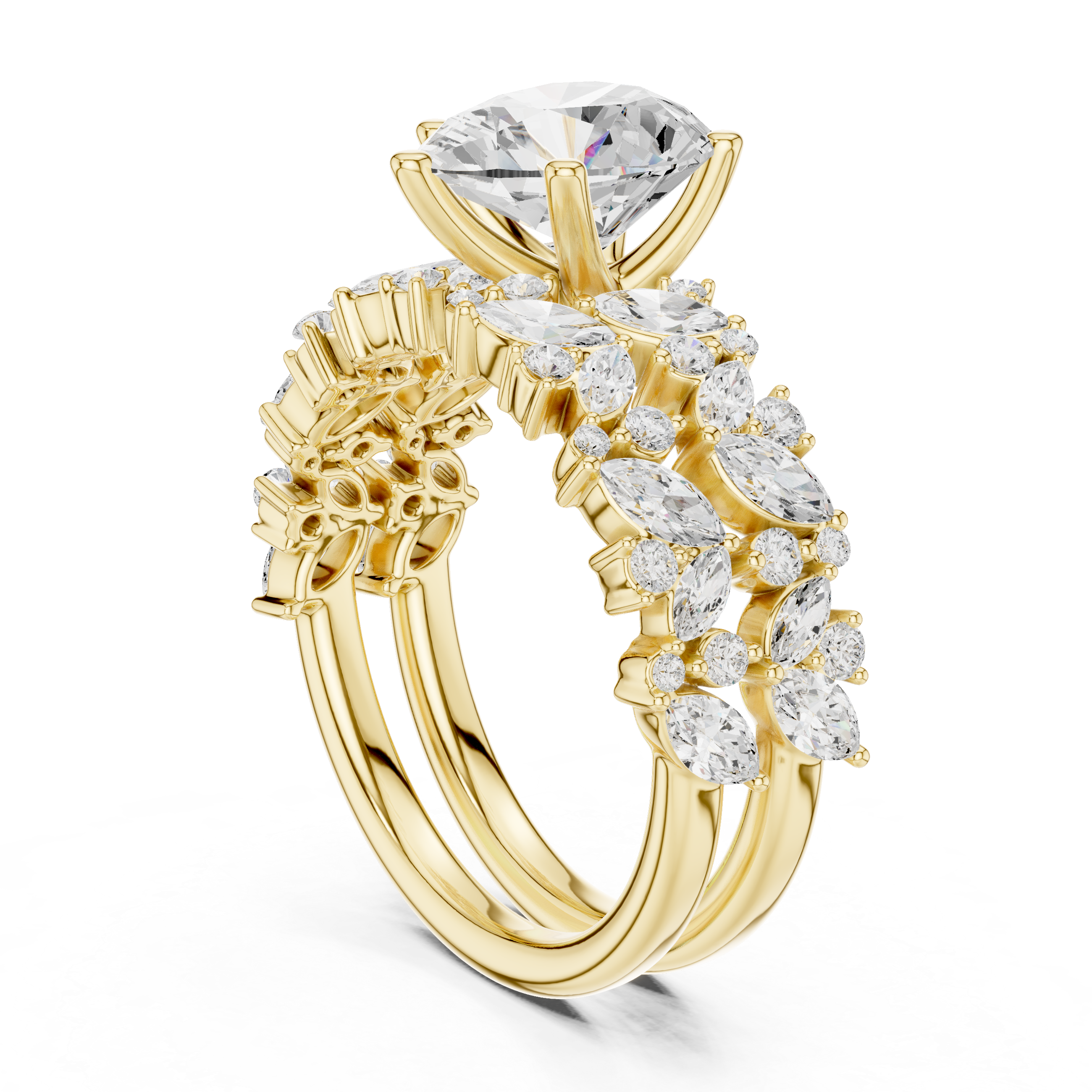 Pear Cut Multi-Row Diamond Statement Ring