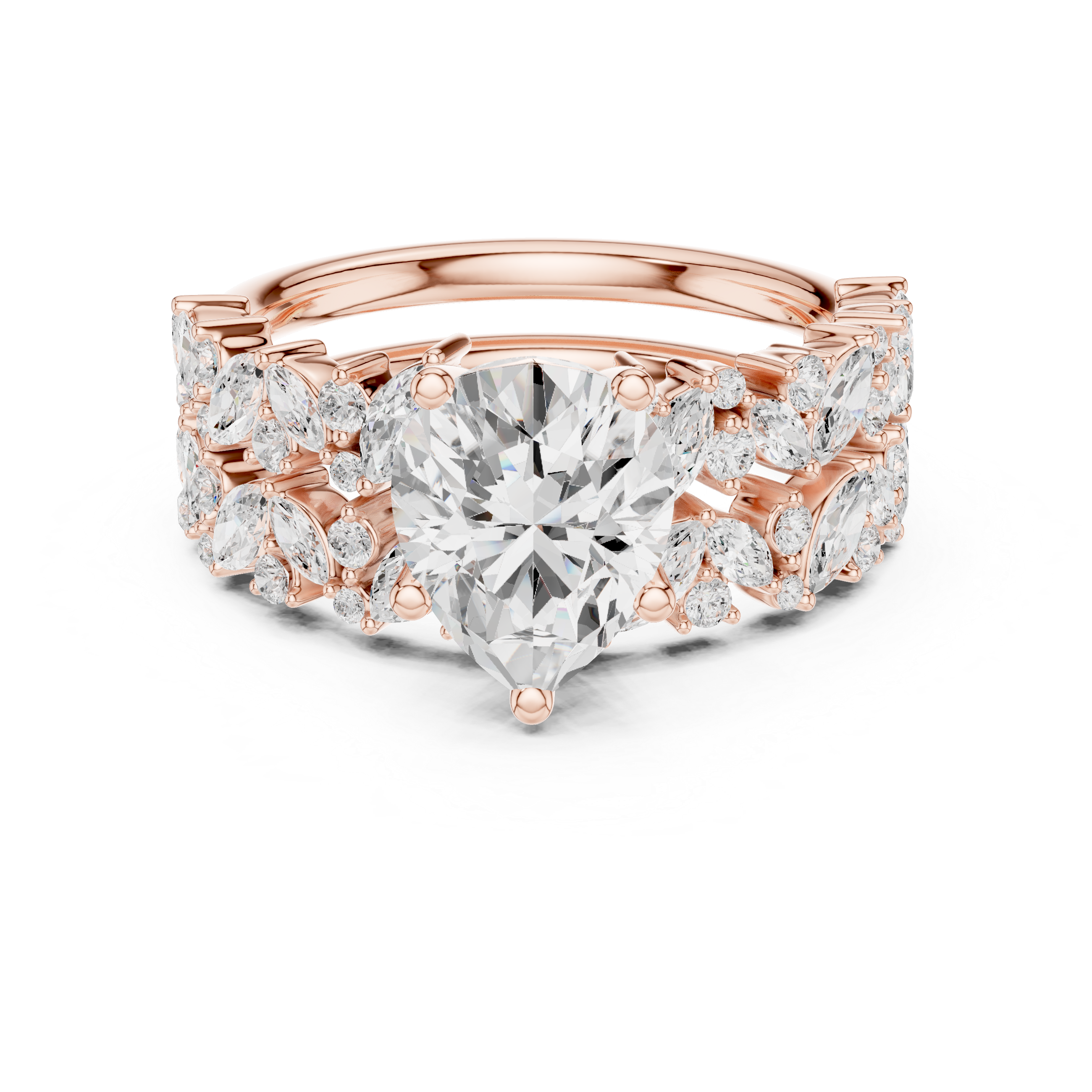 Pear Cut Multi-Row Diamond Statement Ring