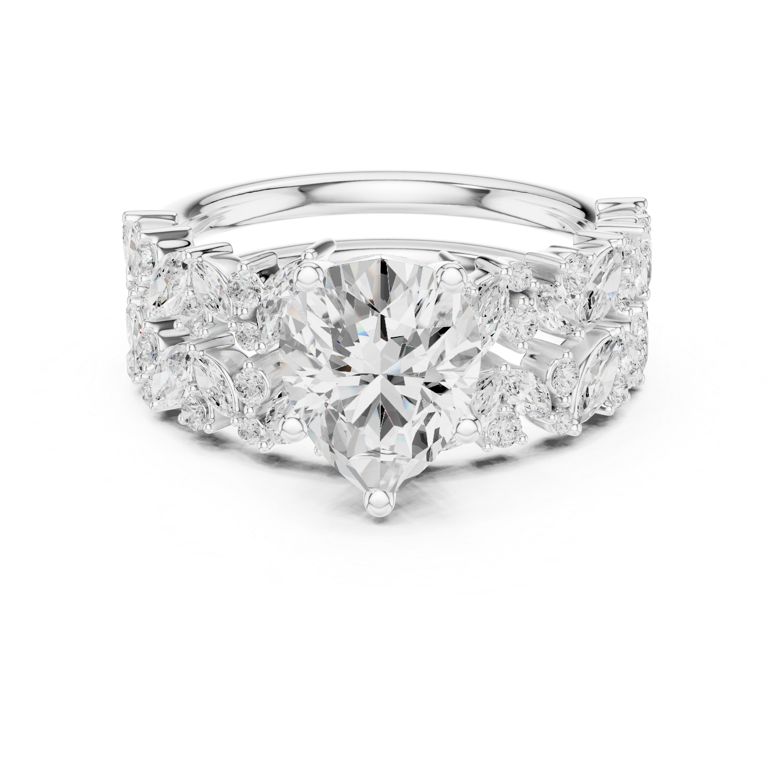 Pear Cut Multi-Row Diamond Statement Ring