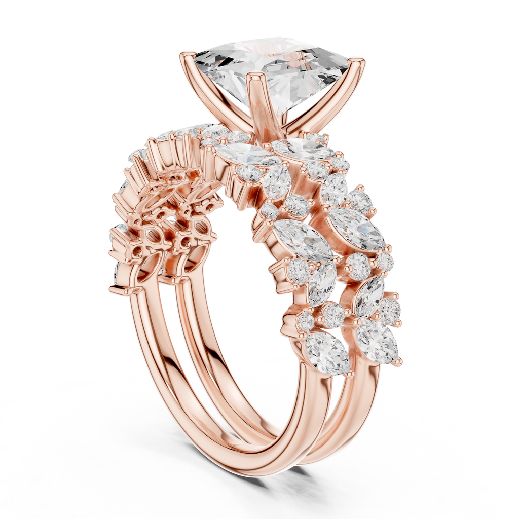 Princess Cut Multi-Row Diamond Statement Ring