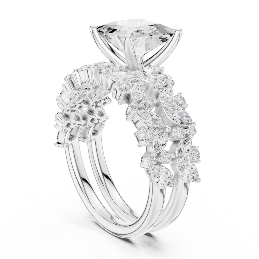 Princess Cut Multi-Row Diamond Statement Ring