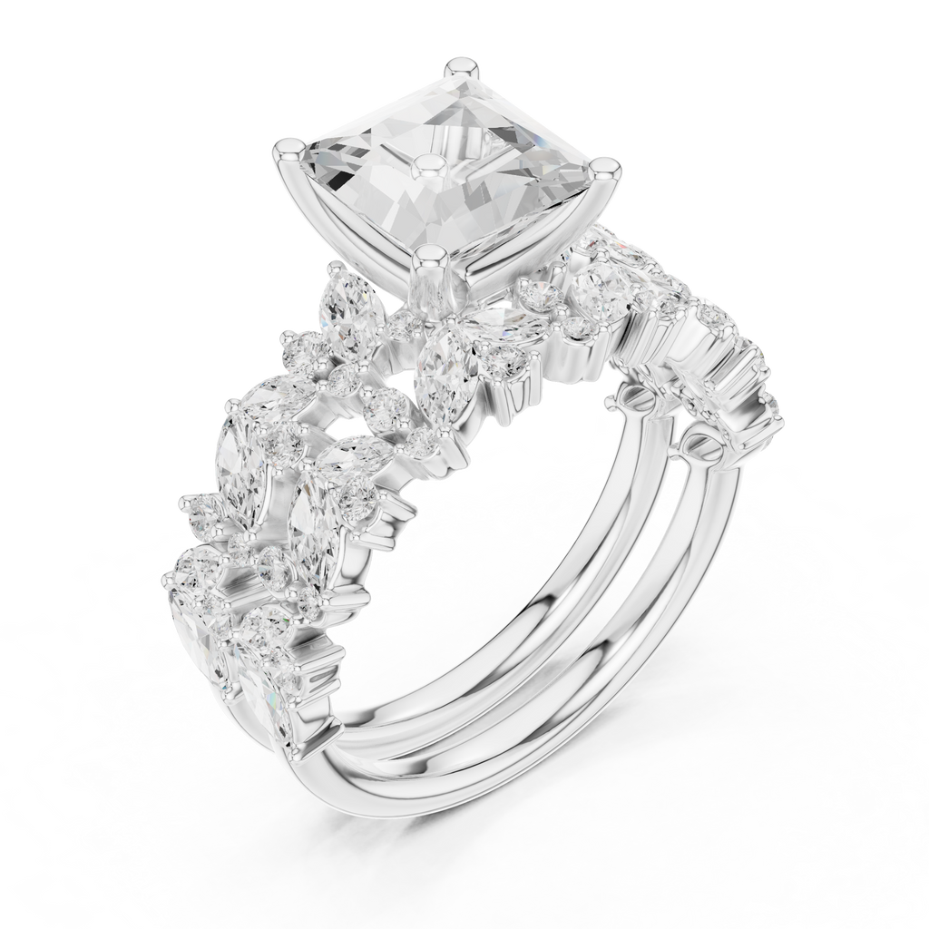 Princess Cut Multi-Row Diamond Statement Ring