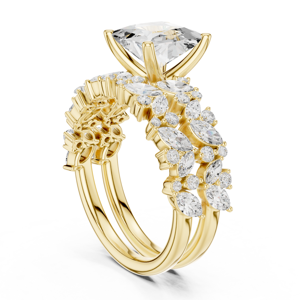 Princess Cut Multi-Row Diamond Statement Ring