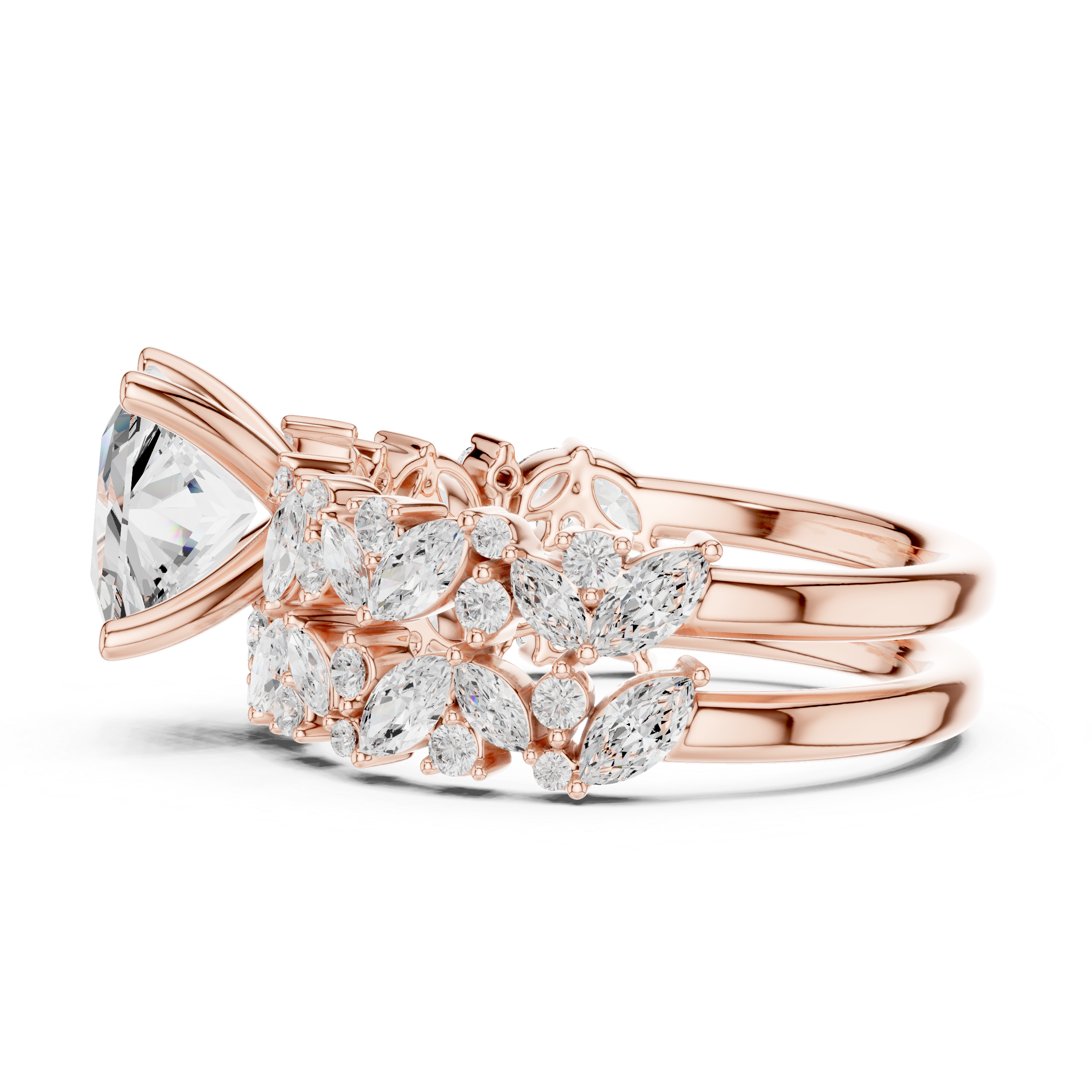Princess Cut Multi-Row Diamond Statement Ring