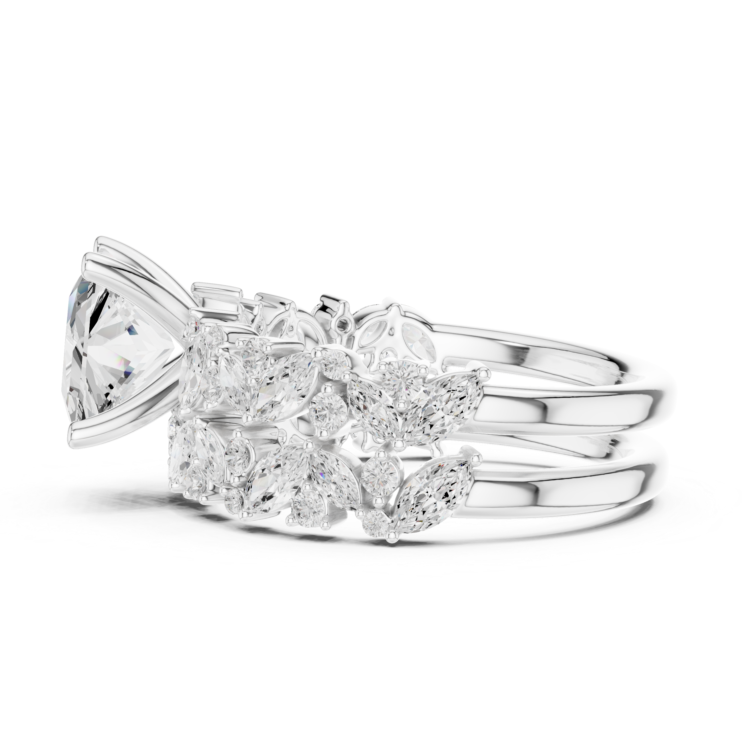 Princess Cut Multi-Row Diamond Statement Ring