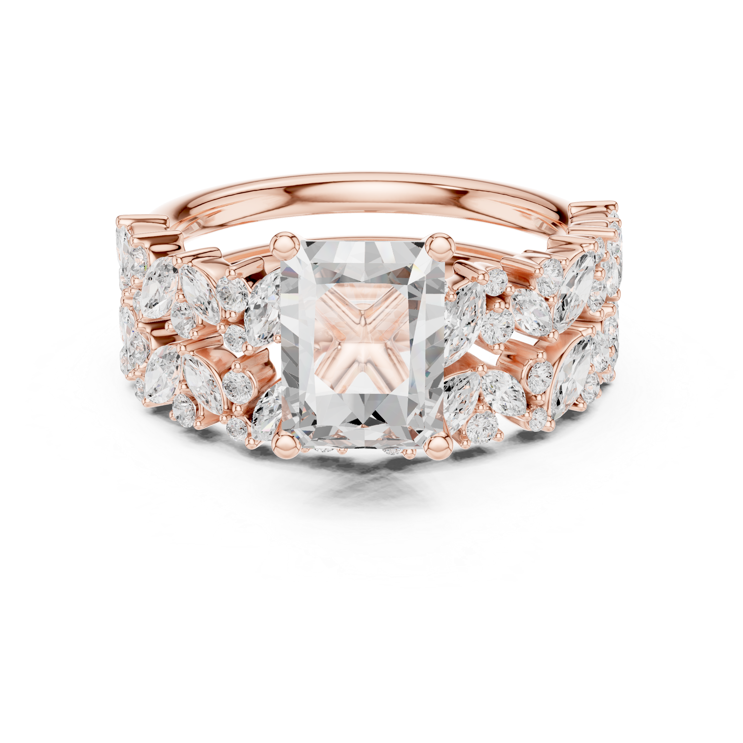 Radiant Cut Multi-Row Diamond Statement Ring