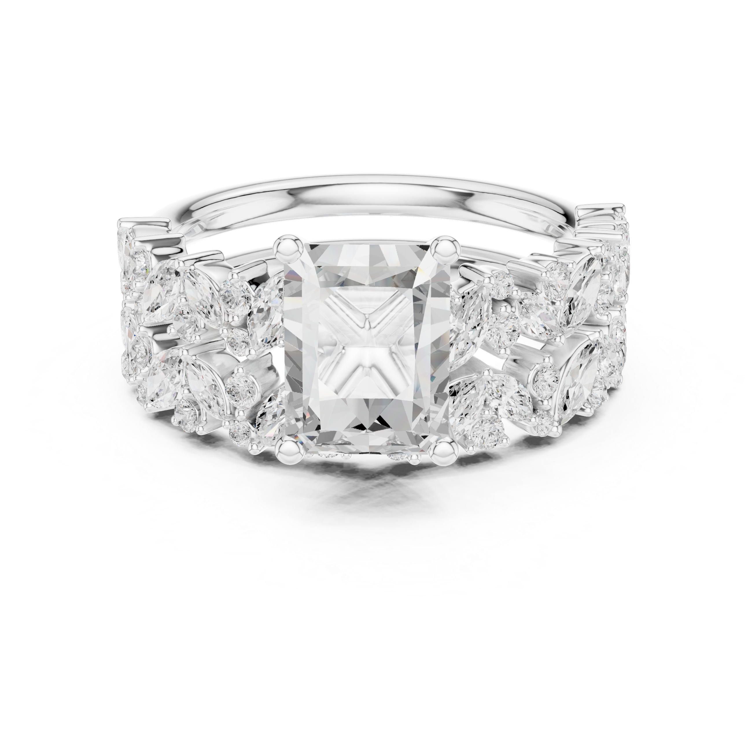 Radiant Cut Multi-Row Diamond Statement Ring