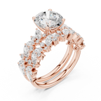 Round Cut Multi-Row Marquise Diamond Statement Ring