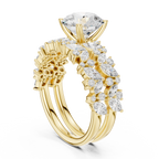 Round Cut Multi-Row Marquise Diamond Statement Ring
