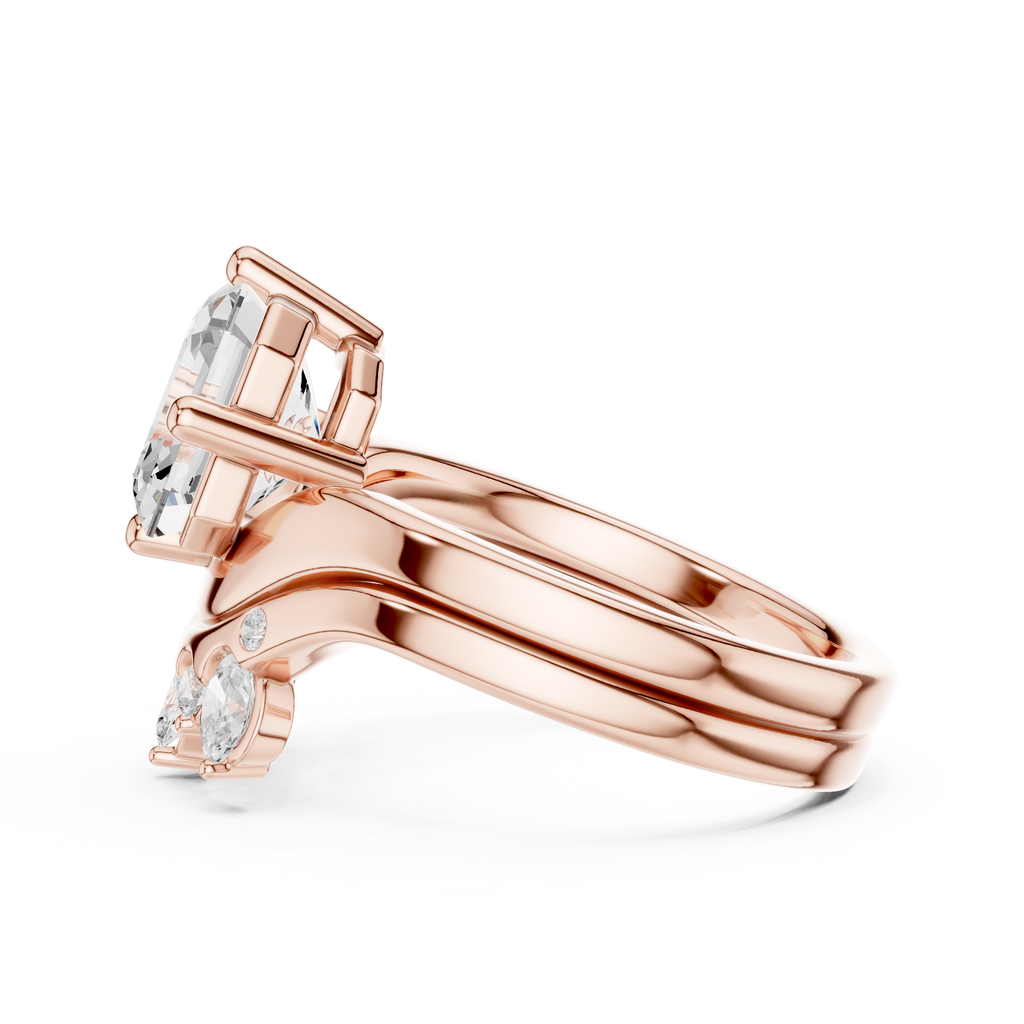 2.83 CT Asscher Cut Crown Cluster Diamond Engagement Ring