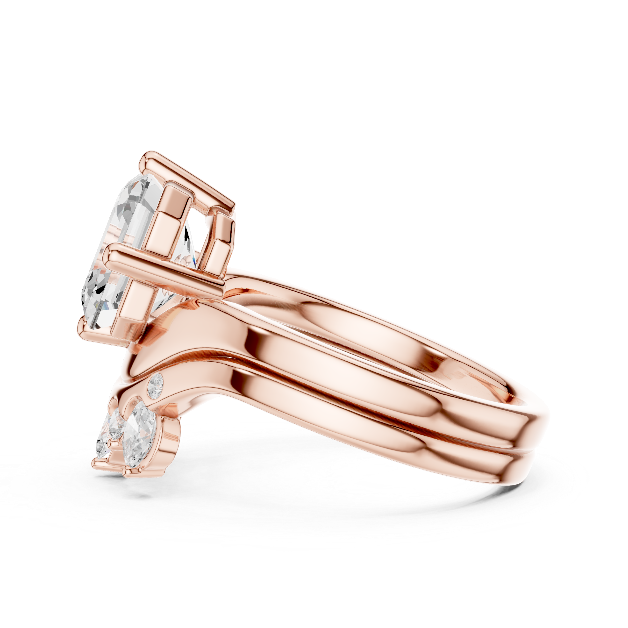 2.83 CT Asscher Cut Crown Cluster Diamond Engagement Ring