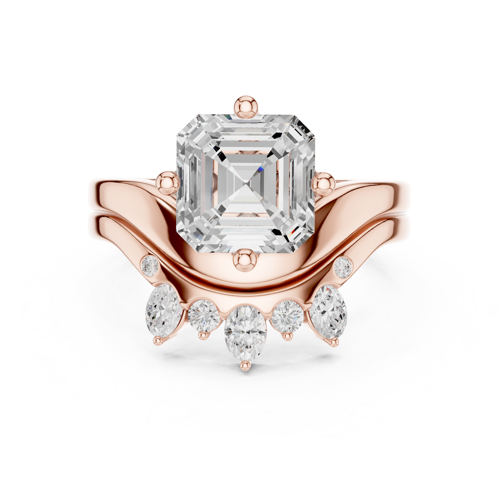 2.83 CT Asscher Cut Crown Cluster Diamond Engagement Ring