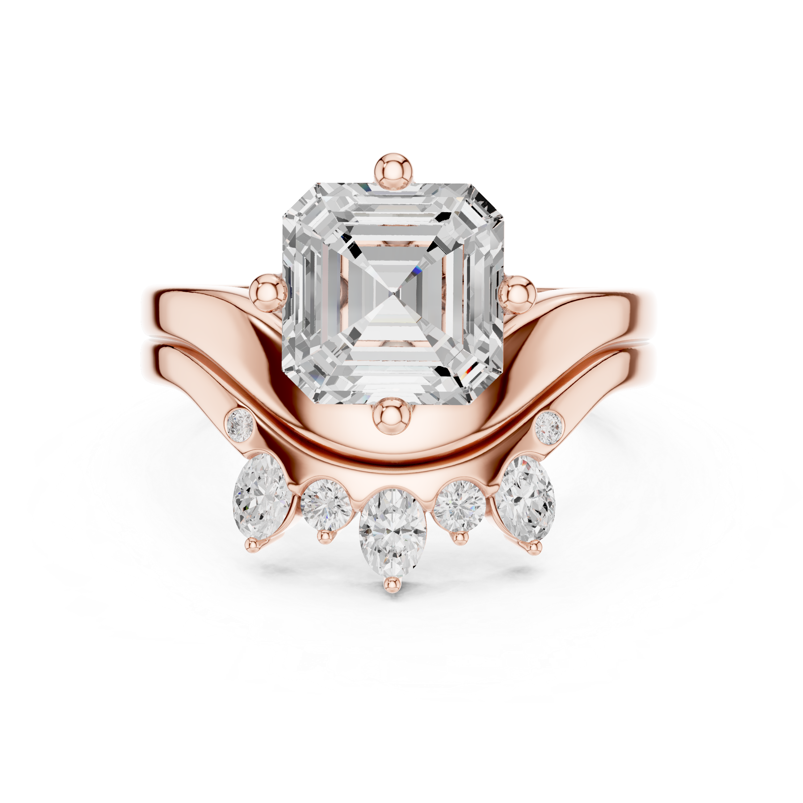 2.83 CT Asscher Cut Crown Cluster Diamond Engagement Ring