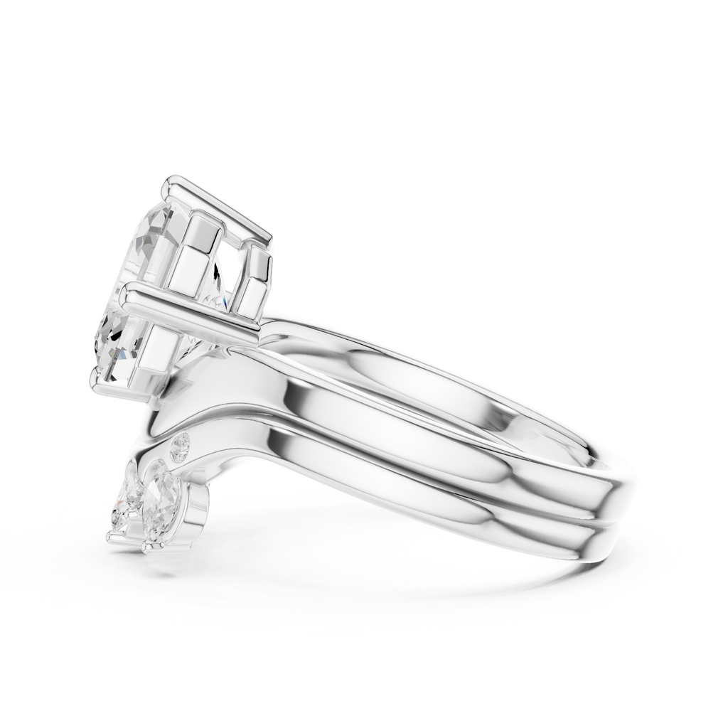 2.83 CT Asscher Cut Crown Cluster Diamond Engagement Ring