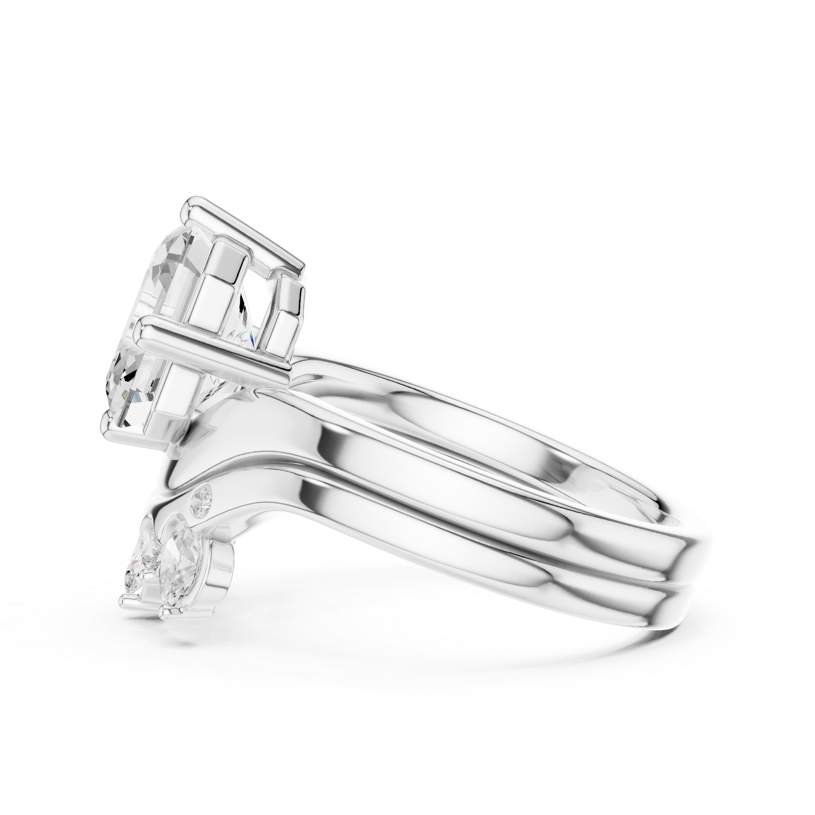 2.83 CT Asscher Cut Crown Cluster Diamond Engagement Ring
