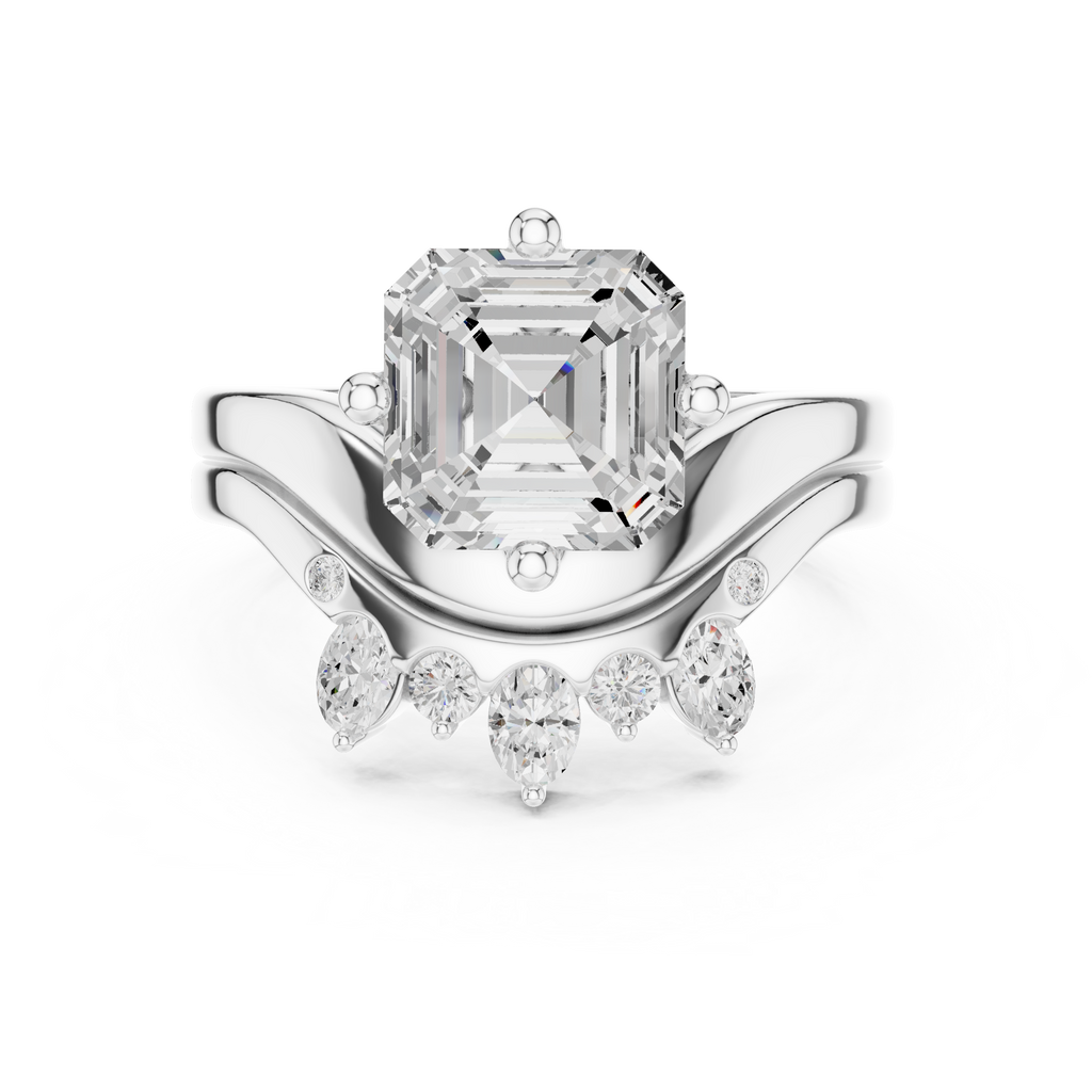 2.83 CT Asscher Cut Crown Cluster Diamond Engagement Ring