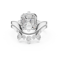 2.83 CT Asscher Cut Crown Cluster Diamond Engagement Ring