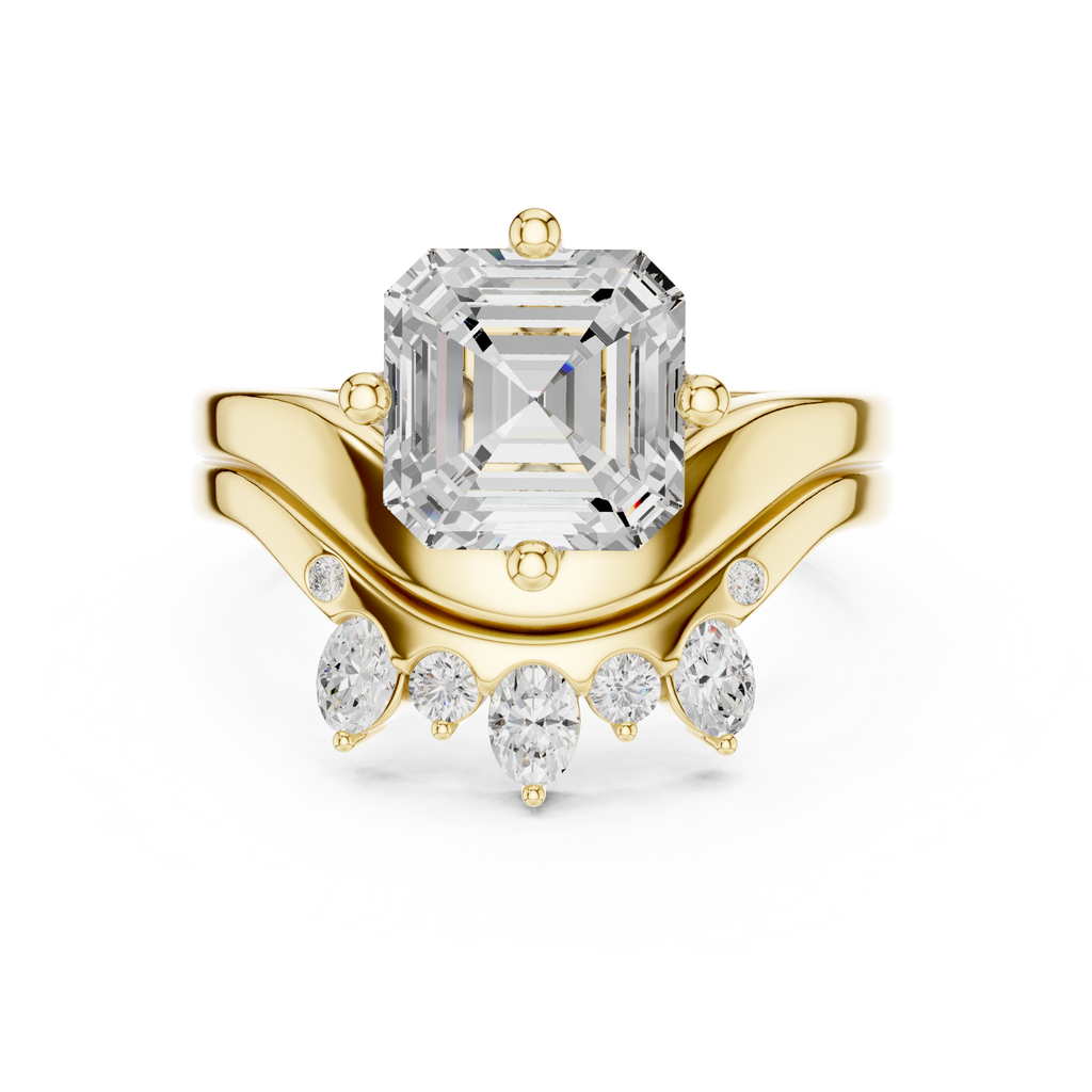 2.83 CT Asscher Cut Crown Cluster Diamond Engagement Ring