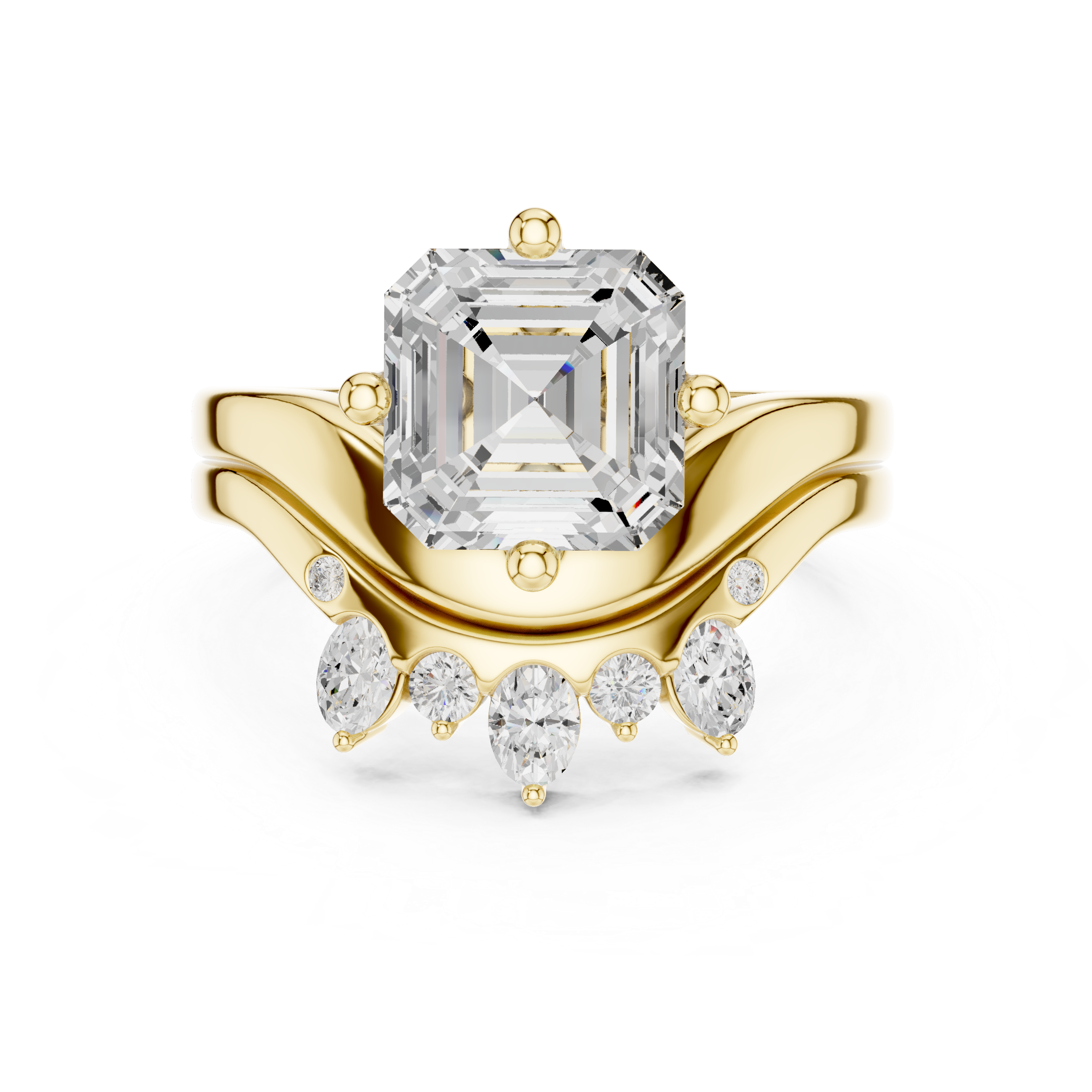 2.83 CT Asscher Cut Crown Cluster Diamond Engagement Ring