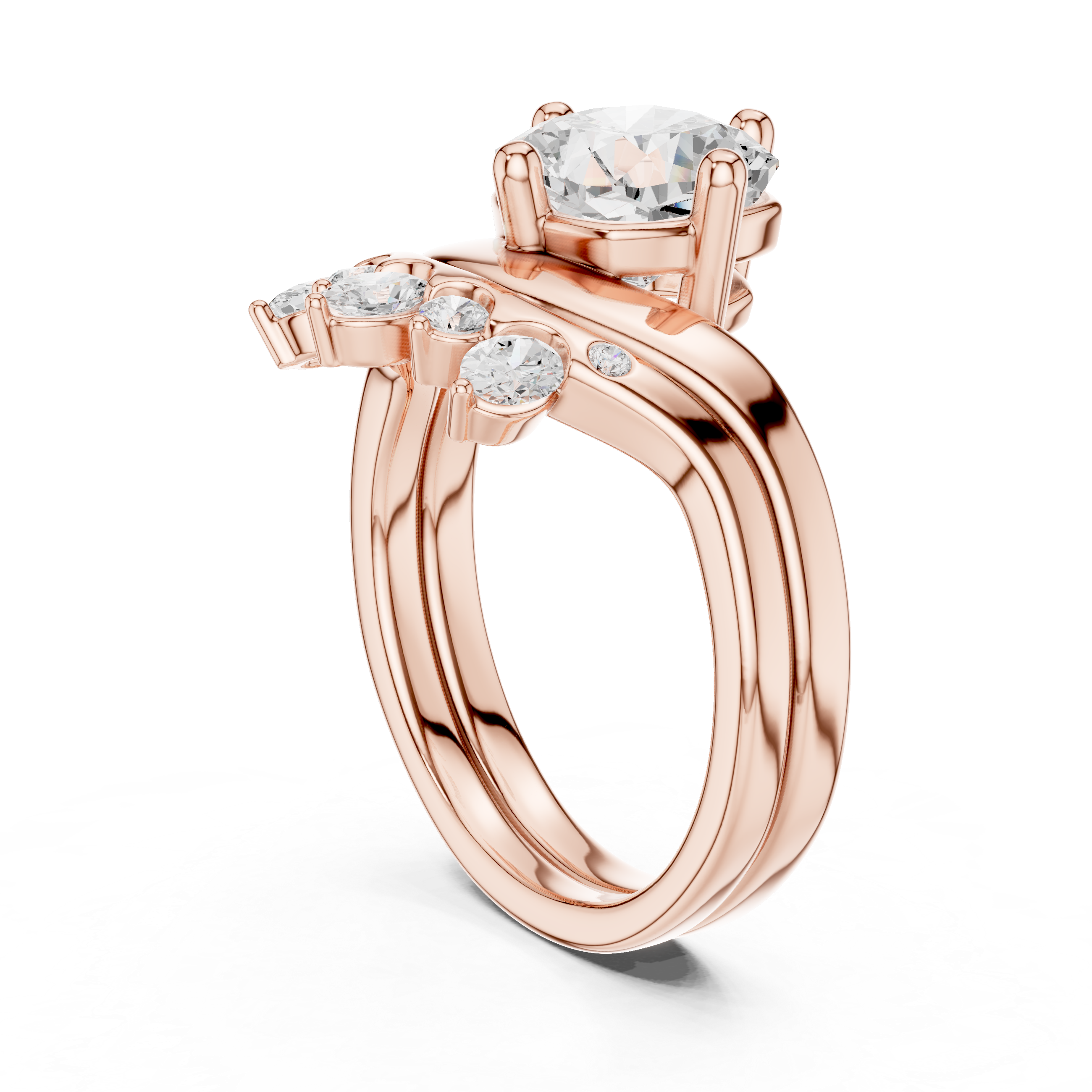 2.83 CT Cushion Cut Crown Cluster Diamond Engagement Ring