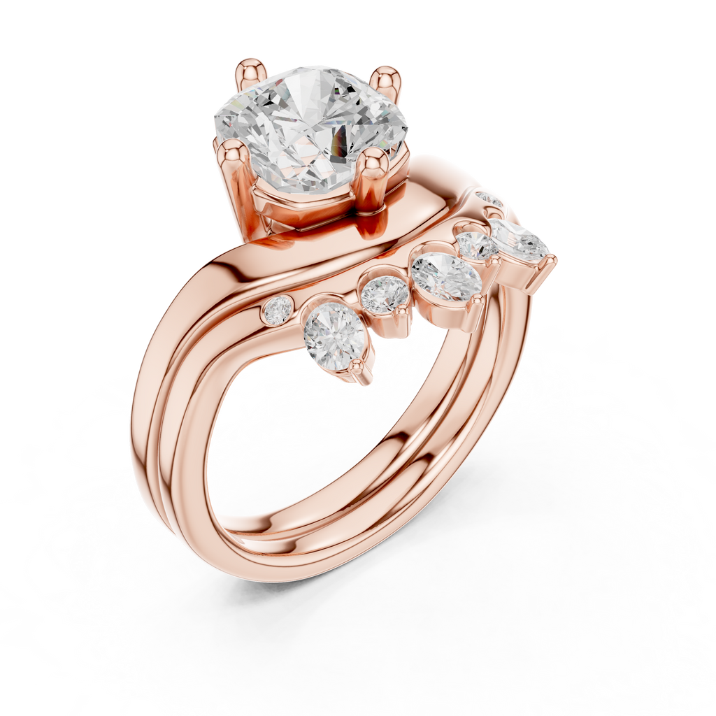 2.83 CT Cushion Cut Crown Cluster Diamond Engagement Ring