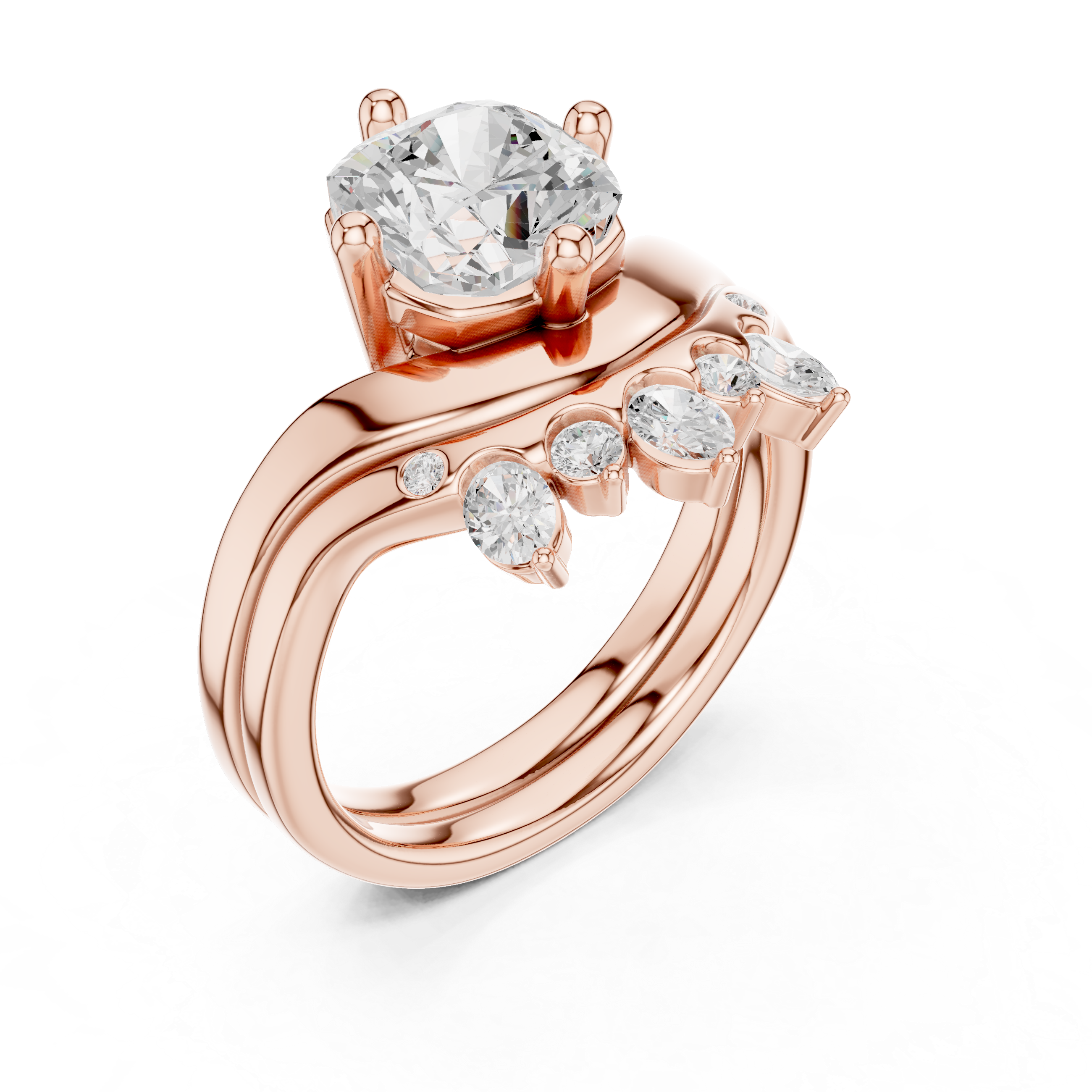 2.83 CT Cushion Cut Crown Cluster Diamond Engagement Ring