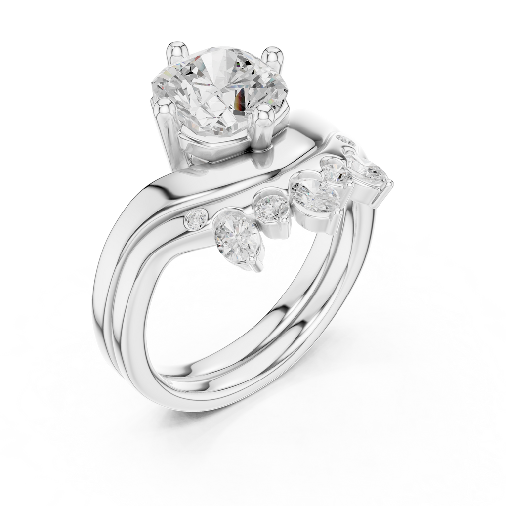 2.83 CT Cushion Cut Crown Cluster Diamond Engagement Ring